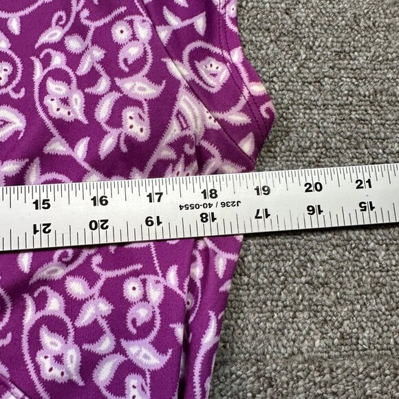 Athleta Faux Wrap Purple Floral Athletic Stretch V-Neck Dress Women's Medium - Picture 3 of 7